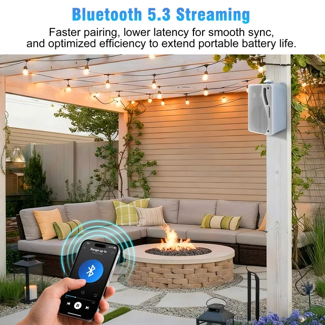 Alt view image 4 of 7 - 3.5" Outdoor Bluetooth Speakers Wired Waterproof, 400W 3 Way Upgrade Premium Wall Mount Speakers, Durable Mountable Loud Sound System for Patio Indoor Deck Garage (White 2 Pairs)