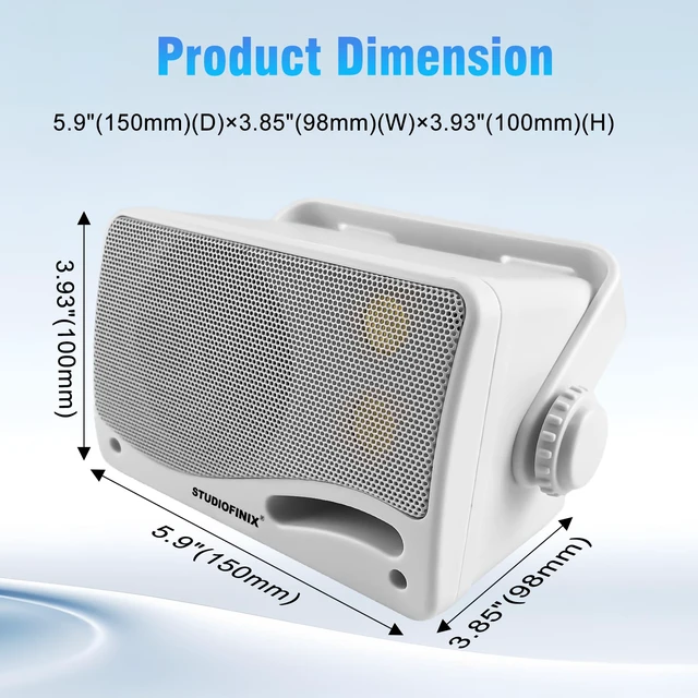 Alt view image 5 of 7 - 3.5" Outdoor Bluetooth Speakers Wired Waterproof, 400W 3 Way Upgrade Premium Wall Mount Speakers, Durable Mountable Loud Sound System for Patio Indoor Deck Garage (White 2 Pairs)