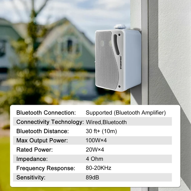 Alt view image 6 of 7 - 3.5" Outdoor Bluetooth Speakers Wired Waterproof, 400W 3 Way Upgrade Premium Wall Mount Speakers, Durable Mountable Loud Sound System for Patio Indoor Deck Garage (White 2 Pairs)