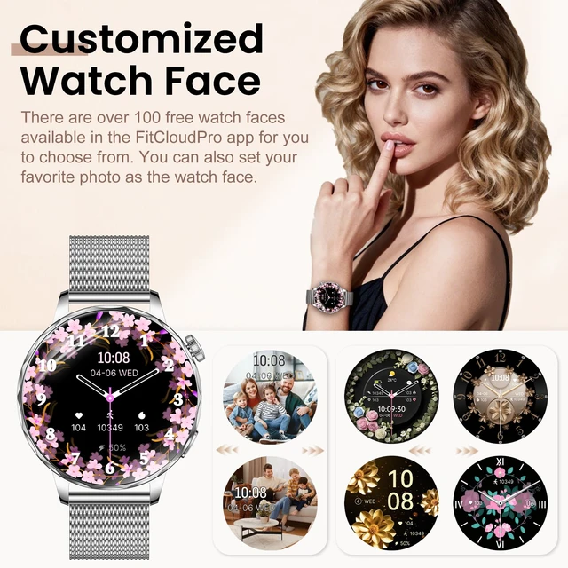 Alt view image 2 of 7 - Smart Watches for Women, 1.27'' Smartwatches (Answer/Make Calls) Compatible with iPhone/Android Phones, IP68 Waterproof Fitness Tracker Watch with Sleep Monitor, 100+ Sports Modes (Silver)