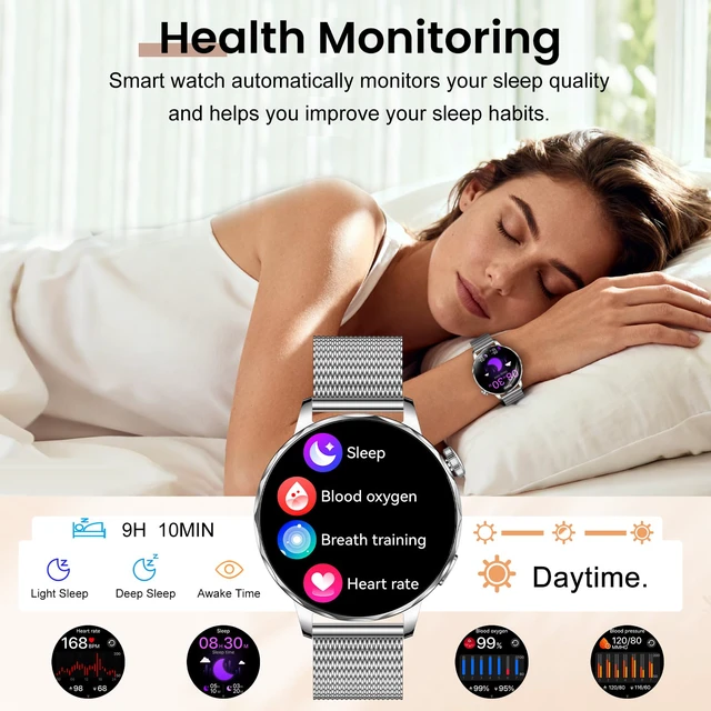 Alt view image 5 of 7 - Smart Watches for Women, 1.27'' Smartwatches (Answer/Make Calls) Compatible with iPhone/Android Phones, IP68 Waterproof Fitness Tracker Watch with Sleep Monitor, 100+ Sports Modes (Silver)