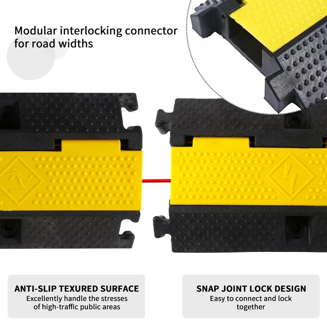 Alt view image 3 of 7 - Rubber Cable Ramp Cord Cover Cable Protector Ramps Wire Hose Protective 22000Lbs Load Capacity Traffic 1 Channel Speed Bump for Asphalt Concrete Gravel Driveway, 3 Pack