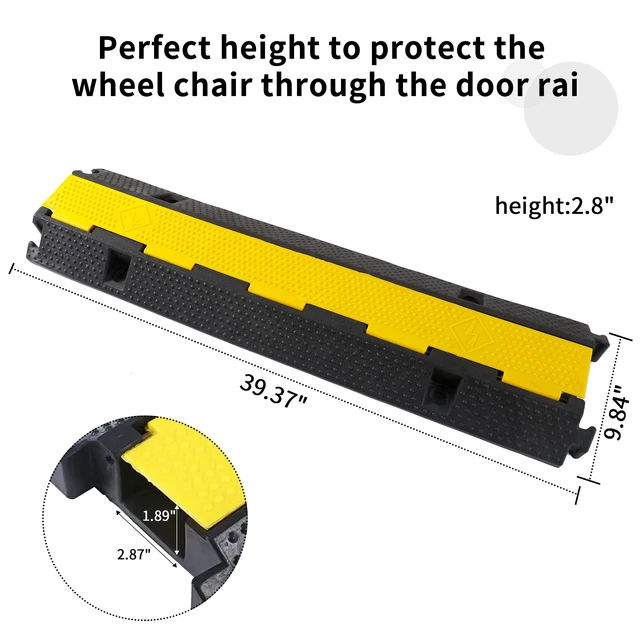 Alt view image 2 of 7 - Rubber Cable Ramp Cord Cover Cable Protector Ramps Wire Hose Protective 22000Lbs Load Capacity Traffic 1 Channel Speed Bump for Asphalt Concrete Gravel Driveway, 3 Pack