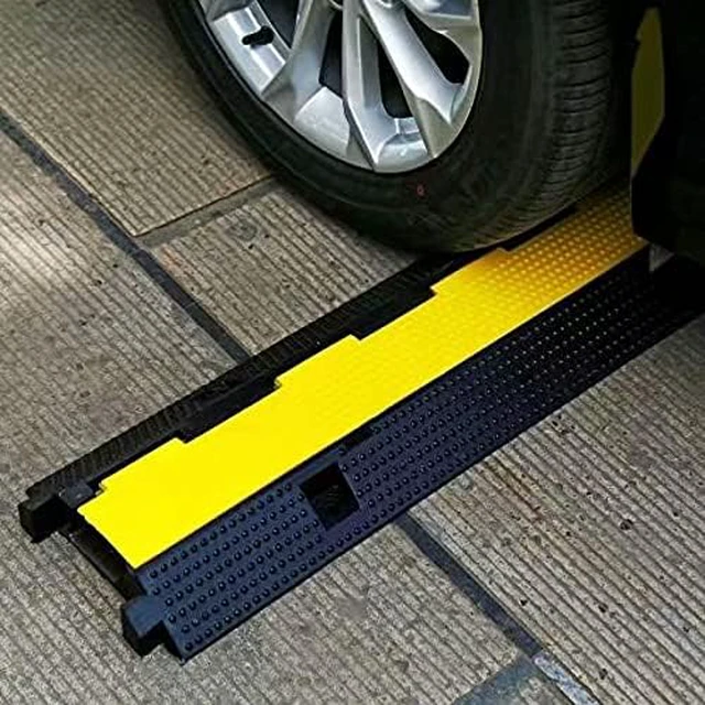 Alt view image 7 of 7 - Rubber Cable Ramp Cord Cover Cable Protector Ramps Wire Hose Protective 22000Lbs Load Capacity Traffic 1 Channel Speed Bump for Asphalt Concrete Gravel Driveway, 3 Pack