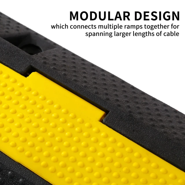 Alt view image 6 of 7 - Rubber Cable Ramp Cord Cover Cable Protector Ramps Wire Hose Protective 22000Lbs Load Capacity Traffic 1 Channel Speed Bump for Asphalt Concrete Gravel Driveway, 3 Pack