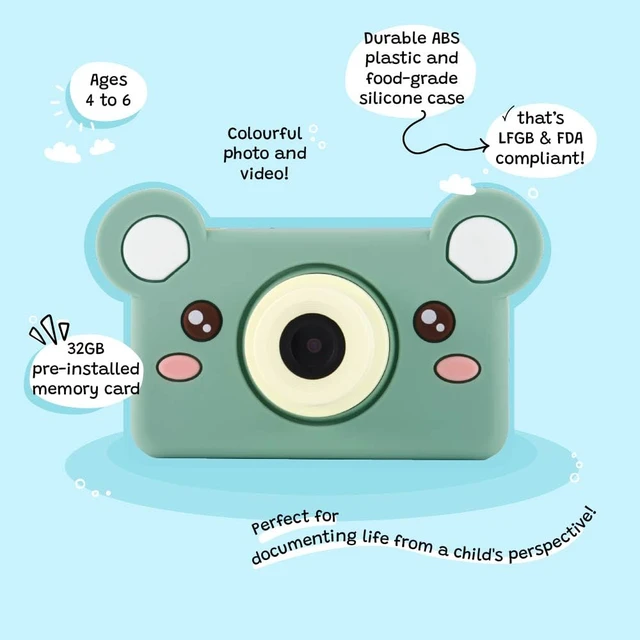 Alt view image 3 of 7 - kiimento Kids Digital Camera & Video Camcorder, Soft BPA-Free Silicone Casing, 32GB Memory Card - Model C - Mikayo The Bear
