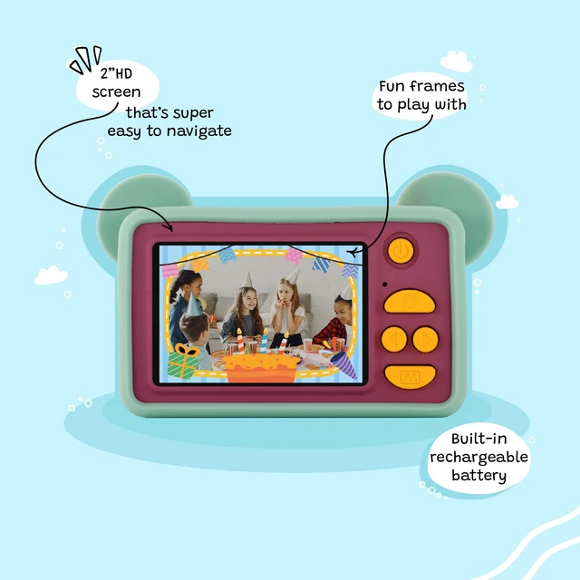 Alt view image 2 of 7 - kiimento Kids Digital Camera & Video Camcorder, Soft BPA-Free Silicone Casing, 32GB Memory Card - Model C - Mikayo The Bear