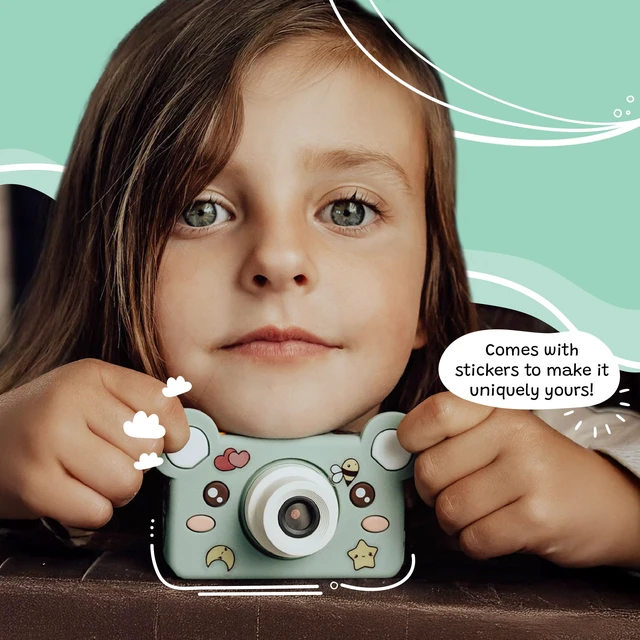 Alt view image 4 of 7 - kiimento Kids Digital Camera & Video Camcorder, Soft BPA-Free Silicone Casing, 32GB Memory Card - Model C - Mikayo The Bear