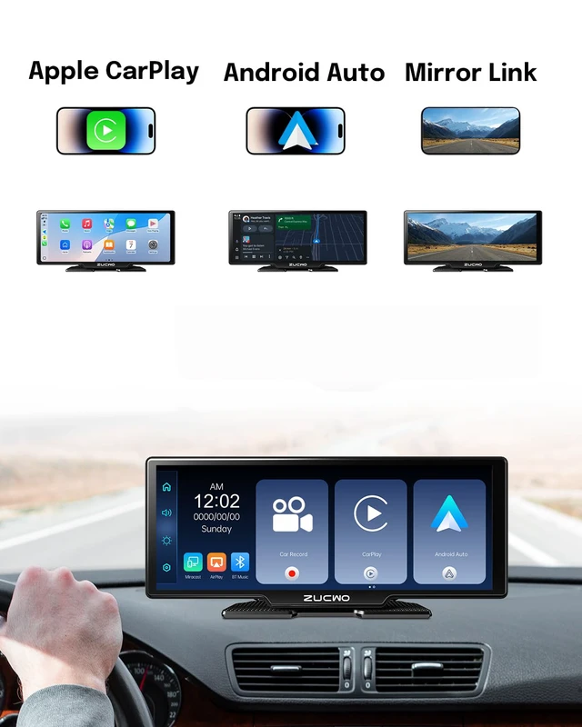 Alt view image 5 of 7 - 10.26 Inch Wireless CarPlay Screen for Car, Apple CarPlay & Android Auto Touch Screen with Rear Camera, BT Music, Navigation, Voice Control for Vehicles