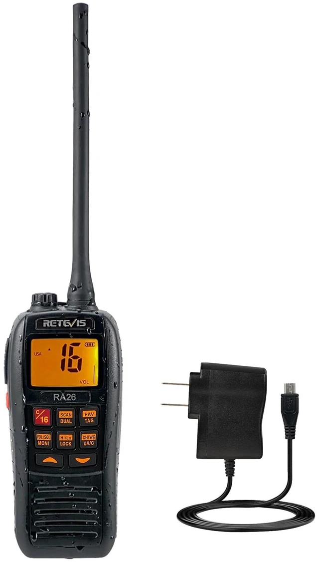 Main image of RA26 5W VHF Marine Radio IP67 Floating, Micro USB for Boats(1 Pack) 1500mAh Battery, NOAA Weather Alert, Global Channels, Backlit LCD, 3-Watch, Vibration drainage, Coastal Fishing, Travel Sport
