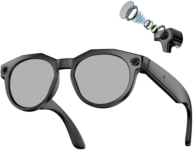 Main image of AI Smart Glasses with Camera, 8MP 4K HD Video & Photo Capture, Real-Time Translation, Recording Glasses with AI Assistant, Open-Ear Audio, Object Recognition, for Vlog, Outdoor & Hiking(Dark)