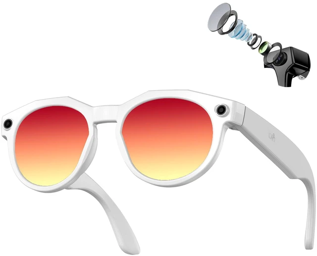 Main image of AI Smart Glasses with Camera, 8MP 4K HD Video & Photo Capture, Real-Time Translation, Recording Glasses with AI Assistant, Open-Ear Audio, Object Recognition, for Vlog, Outdoor & Hiking(Red Coated)