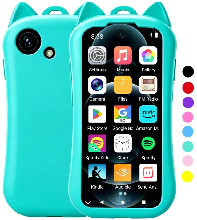 Main image of Kids MP3 Player with Spotify and Parental Controls, MP3 Player for Kids with Bluetooth and WiFi, Mini Android Music Player with Audible & Audiobooks, MP4 Player for Children with Camera-Cyan
