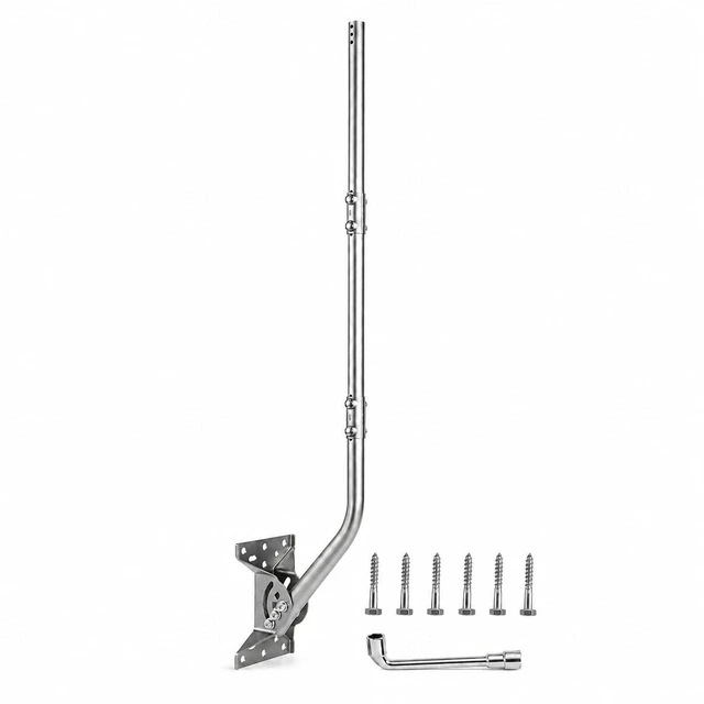 Main image of Antenna Mount J-Pole for Weather Station 1.5x51in 304 Stainless Steel 2mm Bracket with Reversible 180° Pivot Lock for Walls, Eaves or Roofs, Hardware Included, Supports Starlink, Adapter Required