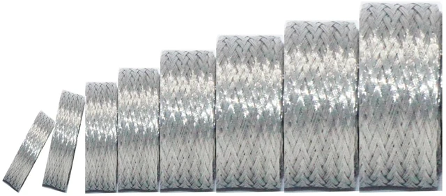 Main image of Tinned Copper Braided Cable Shielding Sleeve Metal Wire Loom Sheathing EMI RFI ESD Protector Grounding Mesh Flat Tubular Expandable 3/4" W(0.48" ID)-24FT
