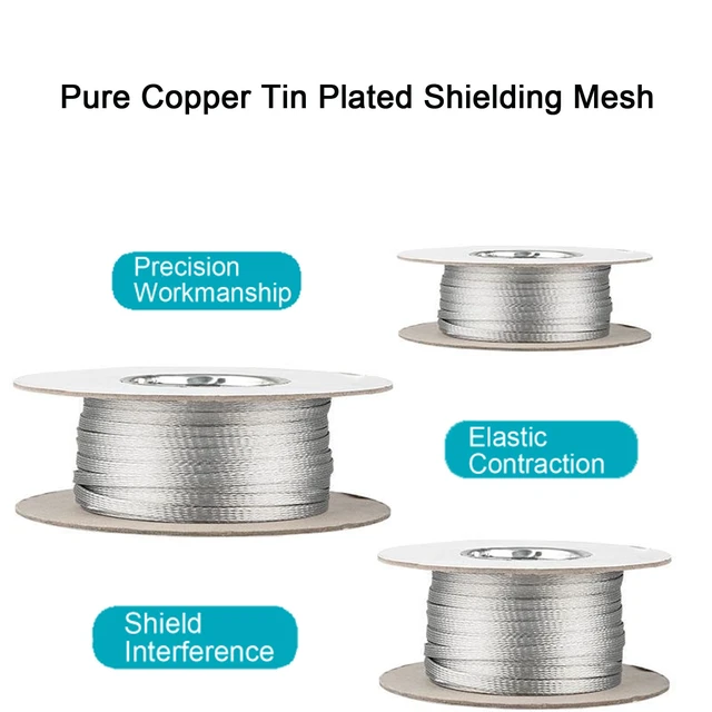Alt view image 3 of 7 - Tinned Copper Braided Cable Shielding Sleeve Metal Wire Loom Sheathing EMI RFI ESD Protector Grounding Mesh Flat Tubular Expandable 3/4" W(0.48" ID)-24FT
