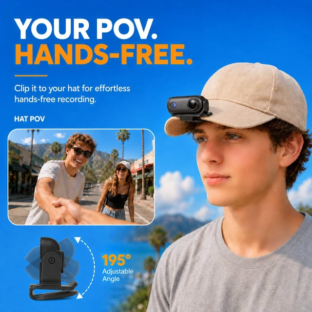 Alt view image 2 of 7 - 128G 4K Body Camera, Thumb Size Cam,Wearable Camera with 360°Rotatable Clip & Magnetic Clip,120 Minutes for Recording,Take for Lecture, Traveling,Pet Walking,Outdoors Activities (4K-P-128G)