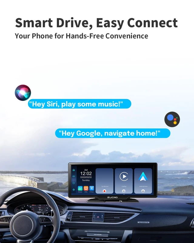 Alt view image 4 of 7 - 10.26 Inch Wireless CarPlay Screen for Car, Apple CarPlay & Android Auto Touch Screen with Rear Camera, BT Music, Navigation, Voice Control for Vehicles
