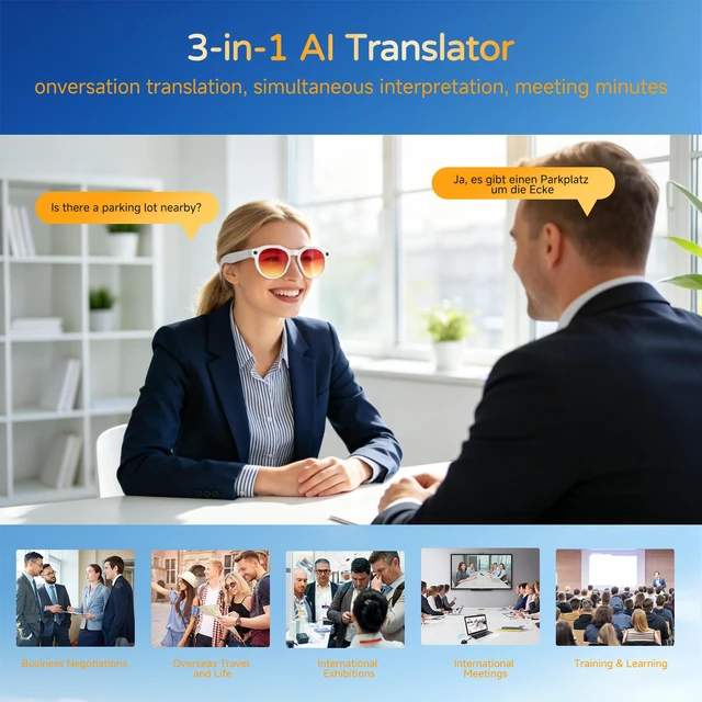 Alt view image 5 of 7 - AI Smart Glasses with Camera, 8MP 4K HD Video & Photo Capture, Real-Time Translation, Recording Glasses with AI Assistant, Open-Ear Audio, Object Recognition, for Vlog, Outdoor & Hiking(Red Coated)