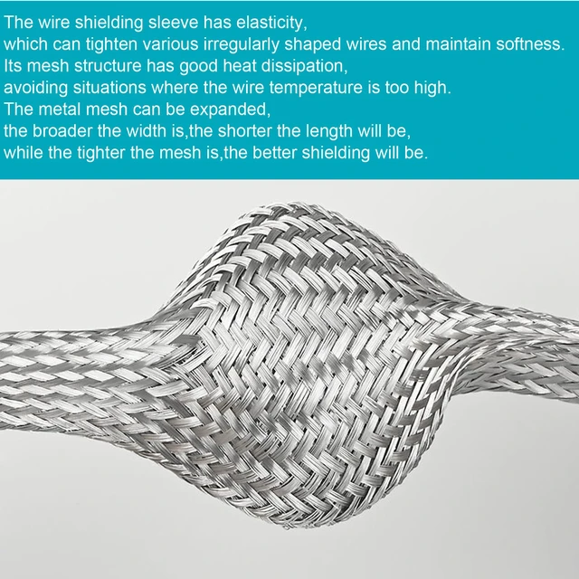 Alt view image 6 of 7 - Tinned Copper Braided Cable Shielding Sleeve Metal Wire Loom Sheathing EMI RFI ESD Protector Grounding Mesh Flat Tubular Expandable 3/4" W(0.48" ID)-24FT
