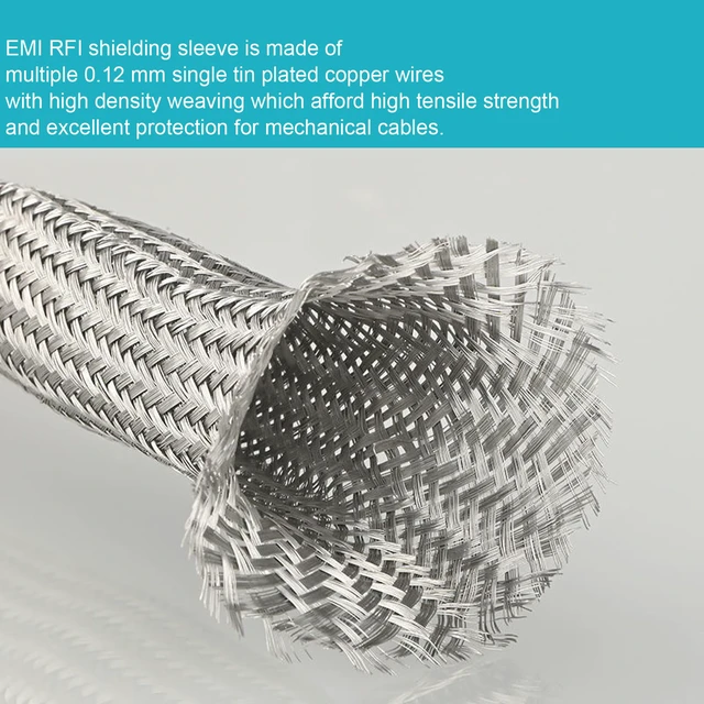 Alt view image 7 of 7 - Tinned Copper Braided Cable Shielding Sleeve Metal Wire Loom Sheathing EMI RFI ESD Protector Grounding Mesh Flat Tubular Expandable 3/4" W(0.48" ID)-24FT