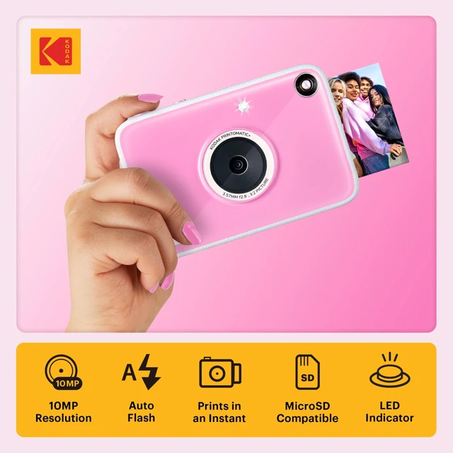 Alt view image 2 of 7 - Printomatic+ Instant Print Digital Camera Starter Bundle + Carrying Case (Pink) + Zink 20pk Sticky-Back Photo Paper - 10MP, Full-Color Photos, GB LED Status Indicator - Pink