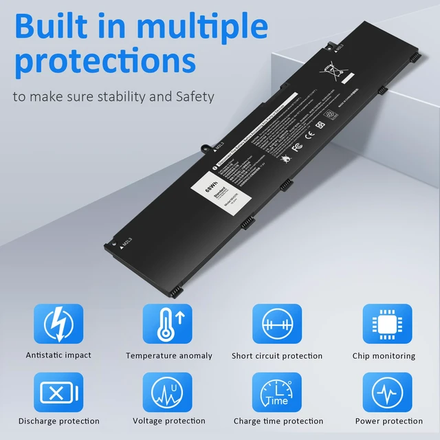 Alt view image 6 of 7 - (15.2V 68Wh) MV07R Laptop Battery Replacement for Dell G3 15 3500 3590 3700 3790 G5 15 5500 5505 SE Series Notebook 0415CG 72WGV 072WGV W5W19 0W5W19 JJRRD 0JJRRD 266J9 M4GWP 0M4GWP PN1VN 0PN1VN C9VNH