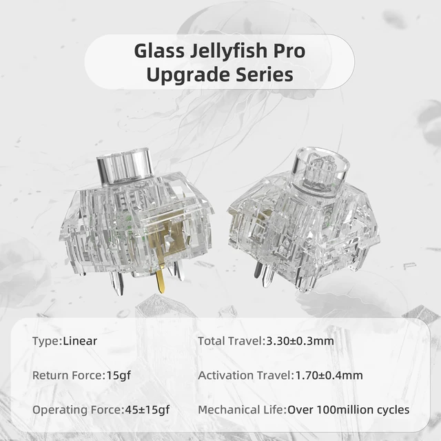 Alt view image 2 of 6 - Kailh Box Jellyfish PRO Fully Transparent RGB Linear Mechanical KeyboardGlass Jellyfish 108pcs