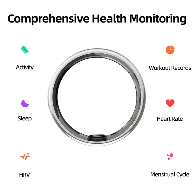 Alt view image 2 of 7 - Smart Ring for Women & Men Fitness Sleep Heart Tracker No Subscription, 5-Day Battery, Heart Rate, Stress, Sleep & Activity Monitoring, IP68 Waterproof, iOS & Android Compatible