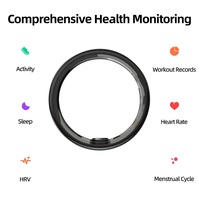 Alt view image 2 of 7 - Smart Ring for Women & Men Fitness Sleep Heart Tracker No Subscription, 5-Day Battery, Heart Rate, Stress, Sleep & Activity Monitoring, IP68 Waterproof, iOS & Android Compatible