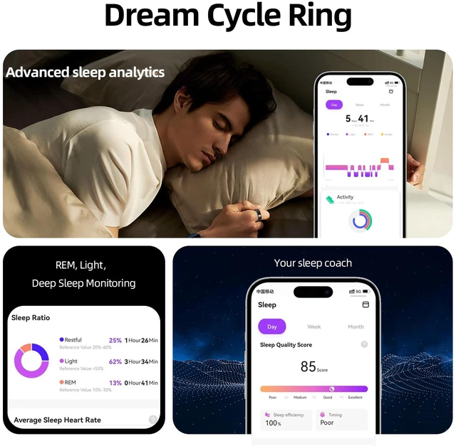 Alt view image 3 of 7 - Smart Ring for Women & Men Fitness Sleep Heart Tracker No Subscription, 5-Day Battery, Heart Rate, Stress, Sleep & Activity Monitoring, IP68 Waterproof, iOS & Android Compatible