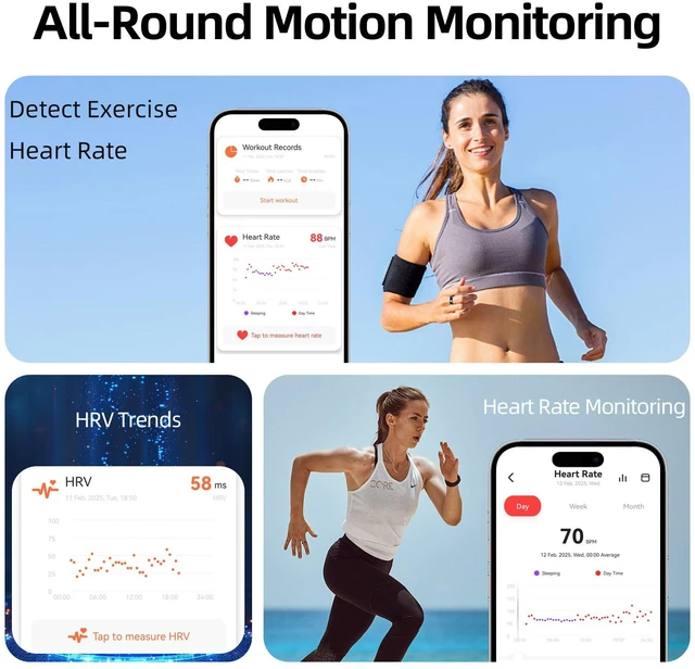 Alt view image 4 of 7 - Smart Ring for Women & Men Fitness Sleep Heart Tracker No Subscription, 5-Day Battery, Heart Rate, Stress, Sleep & Activity Monitoring, IP68 Waterproof, iOS & Android Compatible