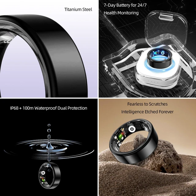 Alt view image 5 of 7 - Smart Ring for Women & Men Fitness Sleep Heart Tracker No Subscription, 5-Day Battery, Heart Rate, Stress, Sleep & Activity Monitoring, IP68 Waterproof, iOS & Android Compatible
