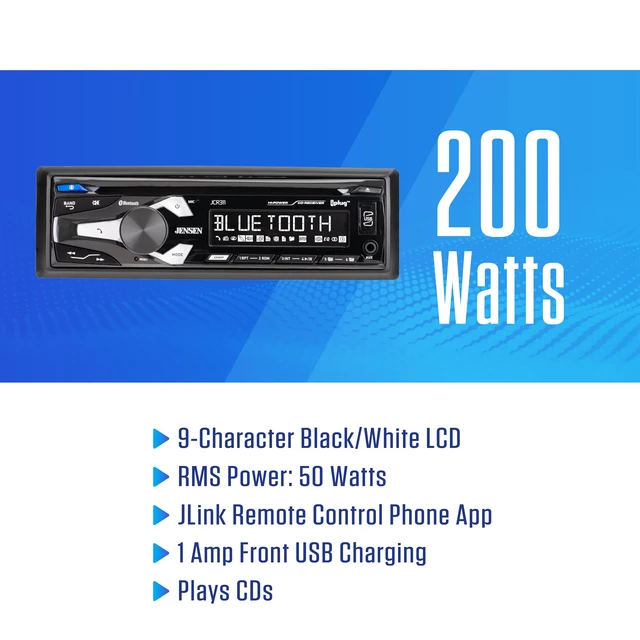 Alt view image 2 of 7 - JCR311 Single DIN Bluetooth Car Stereo with CD Player, AM/FM, USB Plays CDs plus Bluetooth hands-free calling and streaming, push-to-talk assistant, USB playback and charging, AM/FM radio