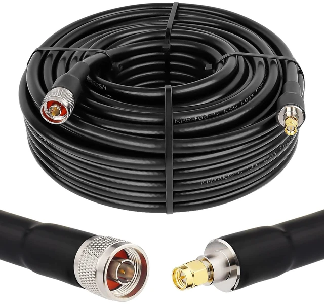 Main image of KMR400 SMA to N Cable 100ft, N-Male to SMA-Male Connector Low Loss Extension Cable 50 Ohm