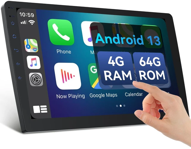 Main image of 9 Double Din Car Stereo with Wireless Apple Carplay & Android Auto, Touchscreen Radio with Backup Camera, BT 5.4, WiFi 5, GPS, Mirror Link, FM/AM Radio, 4+64GB