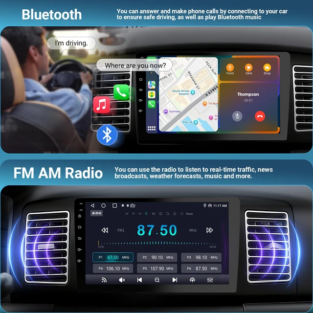 Alt view image 5 of 7 - 9 Double Din Car Stereo with Wireless Apple Carplay & Android Auto, Touchscreen Radio with Backup Camera, BT 5.4, WiFi 5, GPS, Mirror Link, FM/AM Radio, 4+64GB