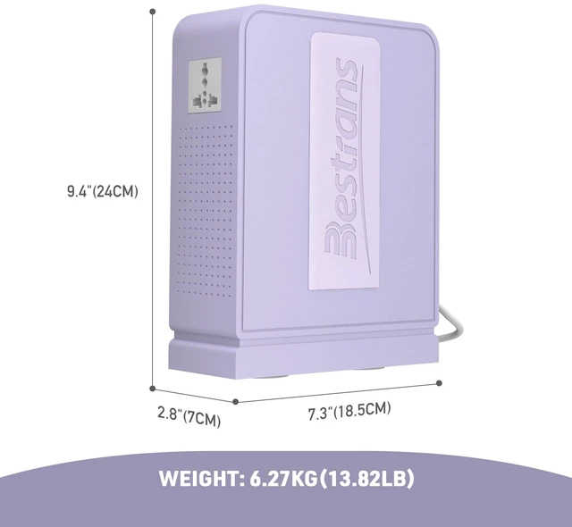 Alt view image 3 of 7 - 2000W Step Up Transformer 110v to 220v Converter, Heavy Duty Voltage Converter 110v-120v to 220v-240v with Dual Outlets, Overload Protection & Ultra-Quiet for Home Appliances,Light Purple