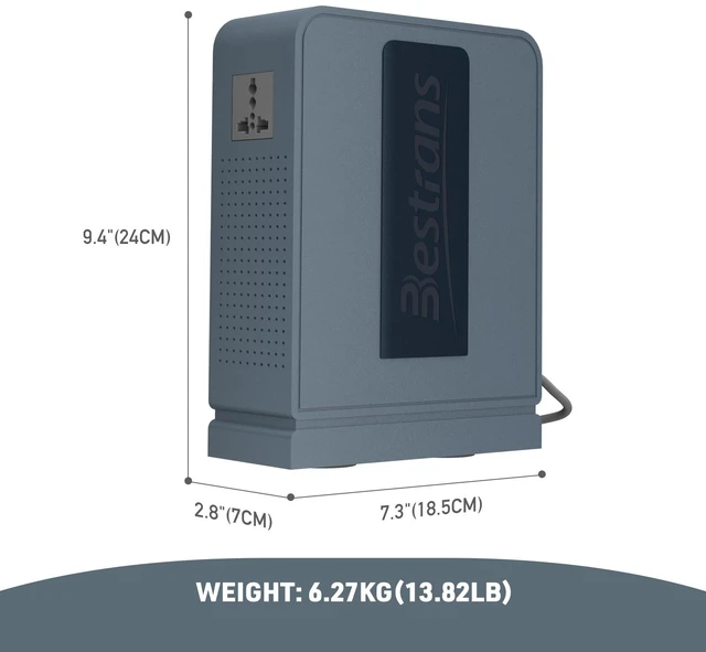 Alt view image 5 of 7 - 2000W Step Up Transformer, 110V to 220V Converter, Grey Blue Toroidal Core, Appliances for Use in Asia&Europe, 110V-120V to 220V-240V with Dual Outlets, Overload Protection, Heavy Duty