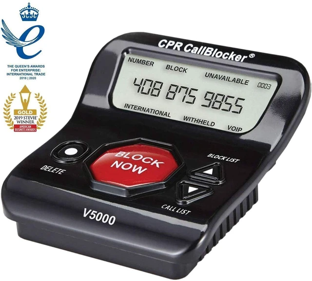 Alt view image 7 of 7 - V5000 Call Blocker for Landline Phones - You Can Manually Block All Calls with the Big Red Button - Pre-Programmed with 5,000 Known Nuisance Numbers - Caller ID is Required