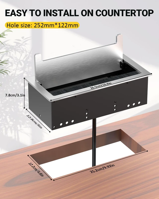 Alt view image 7 of 7 - 10FT Conference Table Power Hub, Outlet Multimedia Connectivity Box with 1 HDMI + 1 RJ45 + 20W USB C + 2 USB A + 2 AC Outlets, Heavy Duty Metal Table Top Box for Countertop Office UL Listed