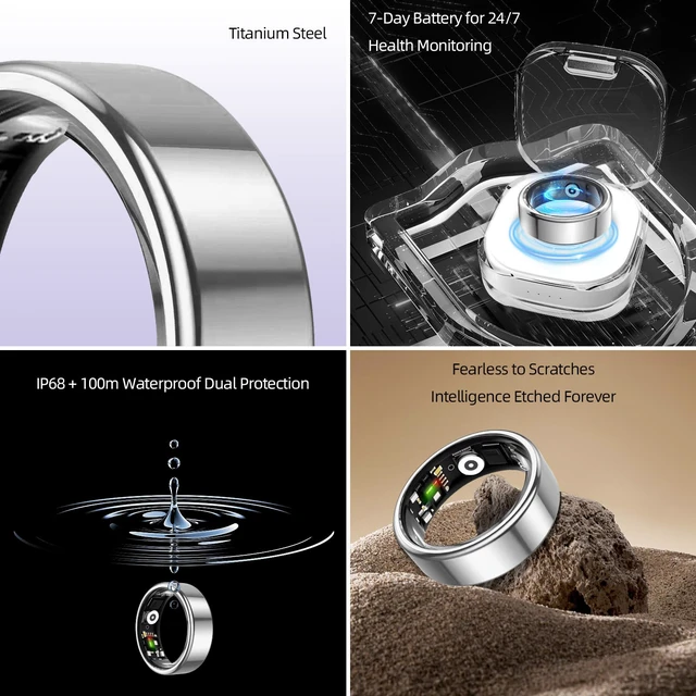 Alt view image 5 of 7 - Smart Ring for Women & Men Fitness Sleep Heart Tracker No Subscription, 5-Day Battery, Heart Rate, Stress, Sleep & Activity Monitoring, IP68 Waterproof, iOS & Android Compatible