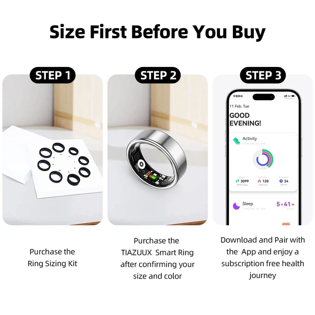 Alt view image 7 of 7 - Smart Ring for Women & Men Fitness Sleep Heart Tracker No Subscription, 5-Day Battery, Heart Rate, Stress, Sleep & Activity Monitoring, IP68 Waterproof, iOS & Android Compatible