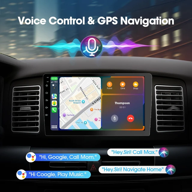 Alt view image 3 of 7 - 9 Double Din Car Stereo with Wireless Apple Carplay & Android Auto, Touchscreen Radio with Backup Camera, BT 5.4, WiFi 5, GPS, Mirror Link, FM/AM Radio, 4+64GB