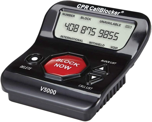 Alt view image 4 of 7 - V5000 Call Blocker for Landline Phones - You Can Manually Block All Calls with the Big Red Button - Pre-Programmed with 5,000 Known Nuisance Numbers - Caller ID is Required