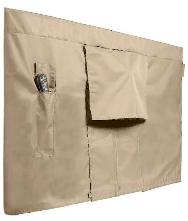 Main image of Classic Full TV Cover, 12-Gauge Vinyl, 65-68 Inches Classic Tan Polyester lining, touch fastener closure, built-in remote pocket, water and UV resistant