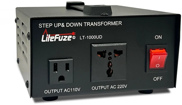Main image of 1000 Watt Voltage Converter Transformer Step Up/Down - 110v to 220v / 220v to 110v Power Converter - Fully USA Grounded Cord - Universal Outlet Socket, 2x US Outlets - CE Certified