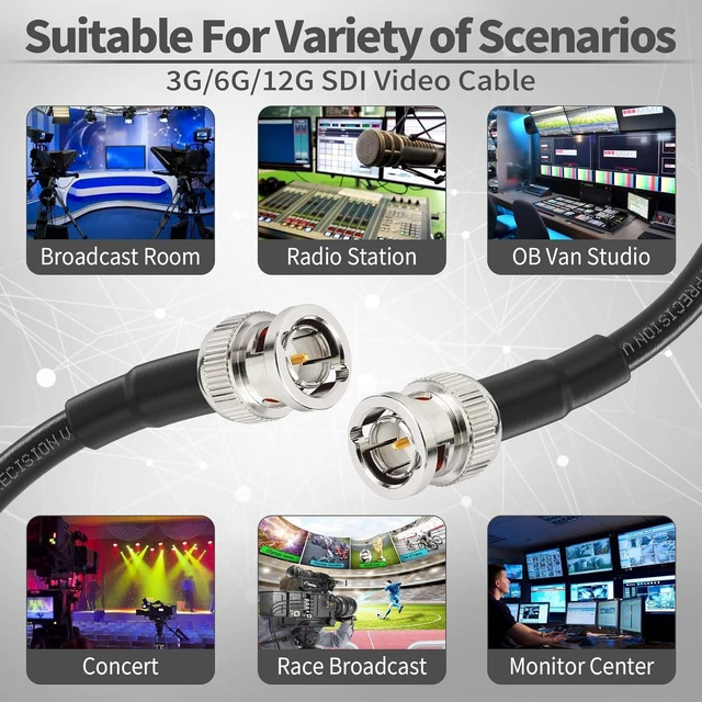 Alt view image 7 of 7 - 3G/6G/12G SDI Cable 75ft Belden 1694A Heavy Duty BNC Cable 75 Ohm Long SDI Cables Black for HD-SDI/3G-SDI/6G-SDI/4K Monitor SDI Converter,Precision BNC Camera Wire