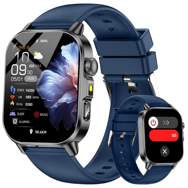Main image of Smart Watch for Men Women with 2.0" HD Display, Blood Pressure Oxygen Heart Rate Sleep Monitor, 136 Sports Modes, IP68 Waterproof Fitness Tracker with SOS, Flashlight (Blue)
