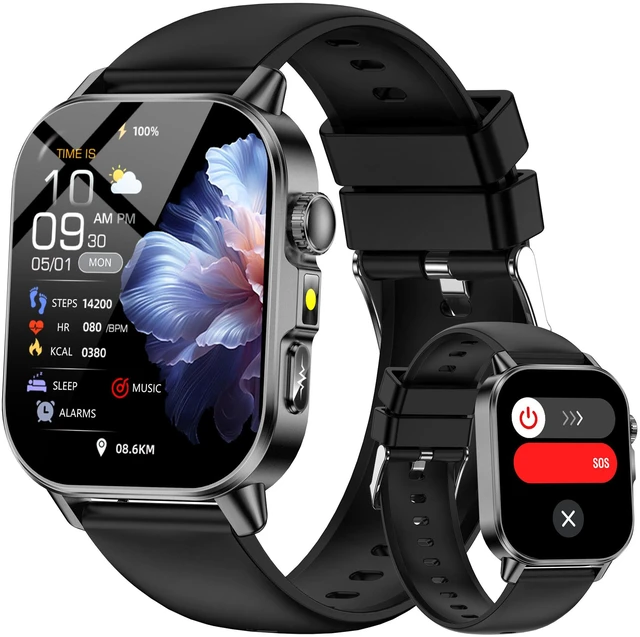 Main image of Smart Watch for Men Women with 2.0" HD Display, Blood Pressure Oxygen Heart Rate Sleep Monitor, 136 Sports Modes, IP68 Waterproof Fitness Tracker with SOS, Flashlight (Black)